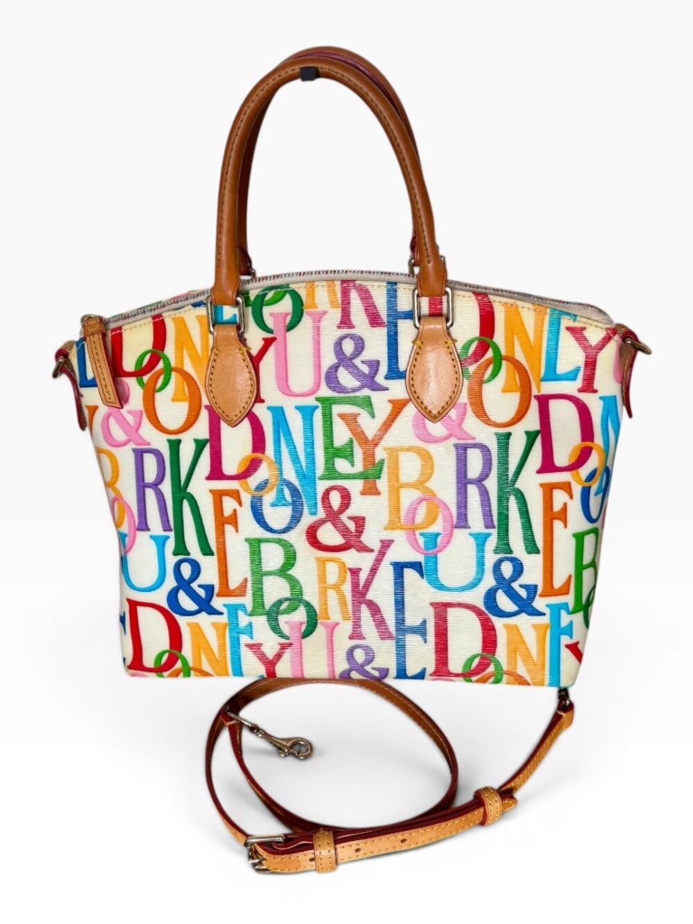 Dooney & Bourke Rainbow Retro DB Grafica Satchel Crossbody Canvas Leather Large - Picture 5 of 12